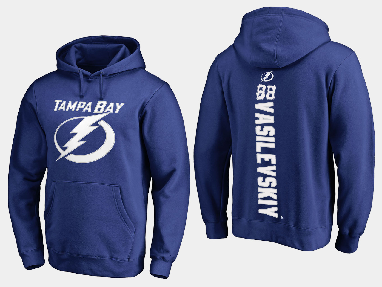 NHL Men adidas Tampa Bay Lightning #88 Vasilevskiy blue hoodie->youth nfl jersey->Youth Jersey